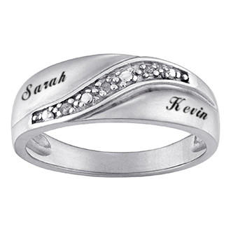 Men's Personalized Sterling Silver Diamond Accent Name Wedding Band